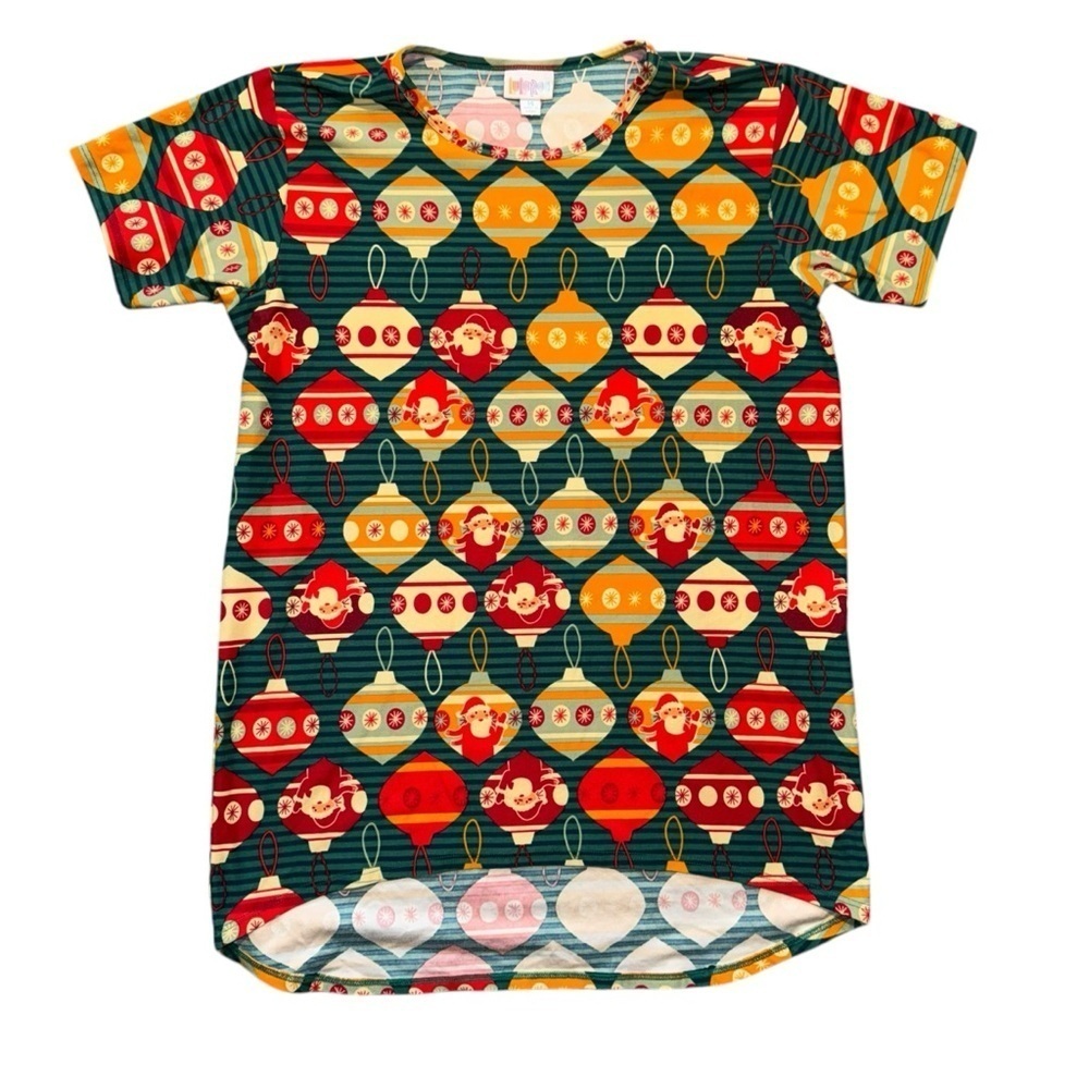 🎄Girls LuLaRoe Gracie Retro Christmas Ornament Top Size 14🎄